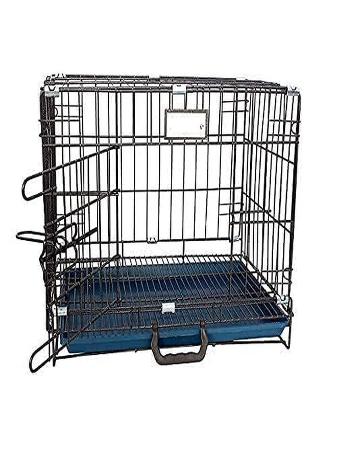 Pups&Pets قفص Pups&Pets للجراء حديثة الولادة، والقطط الصغيرة، والقطط الصغيرة، والهامستر، والأرانب، وخنازير غينيا، وحامل سفر، قفص معدني قابل للطي شديد التحمل ببابين، مقاس 18 بوصة (أسود). - Image 2